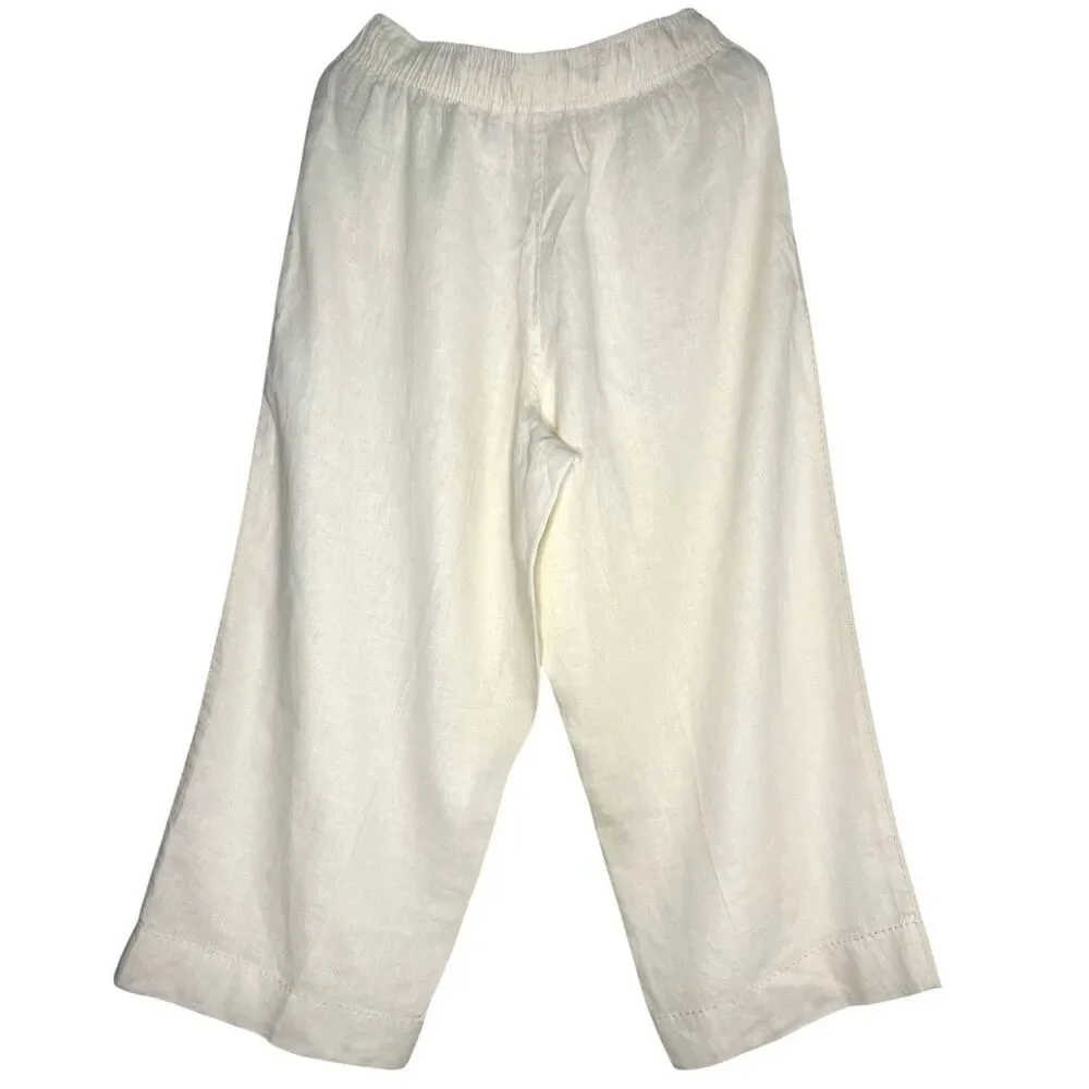 Calypso St. Barth Cream 100% Linen Wide Leg Vacation, Resort Pants Size: XL